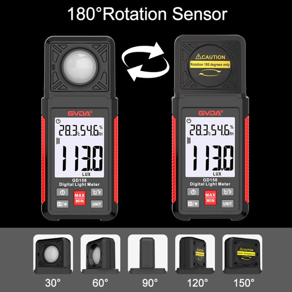 GVDA GD158 200000Lux Digital Light Meter Tester Brightness Photometer
