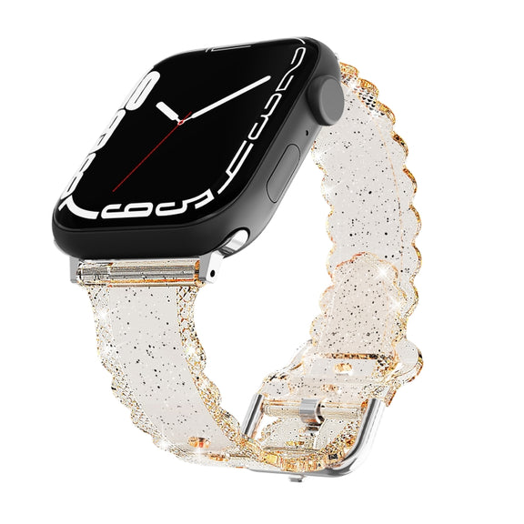For Apple Watch SE 40mm Diamond Texture Lace Clear TPU Watch Band(Gold)