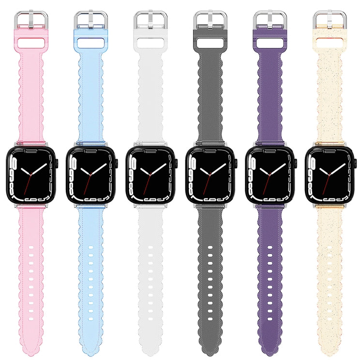 For Apple Watch 2 38mm Diamond Texture Lace Clear TPU Watch Band(Purple)