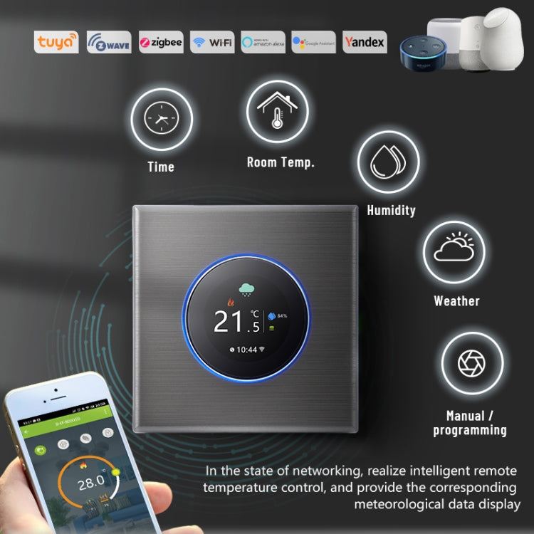 BHT-7000-GCLZB 240V AC 3A Smart Knob Thermostat Dry Junction Controller with Zigbee(Gold)