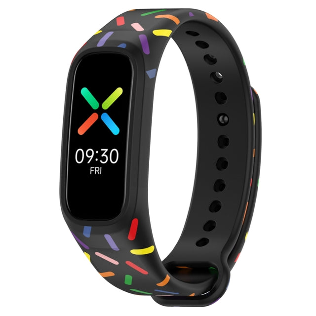 For OPPO Band Sports Rainbow Dots Silicone Watch Band(Black)
