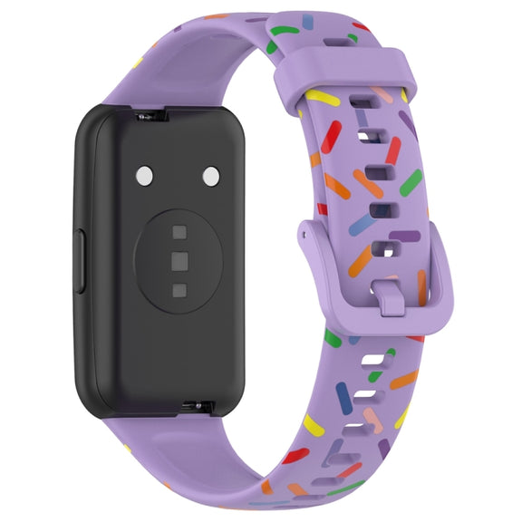 For Huawei Band 7 Sports Rainbow Dots Silicone Watch Band(Purple)