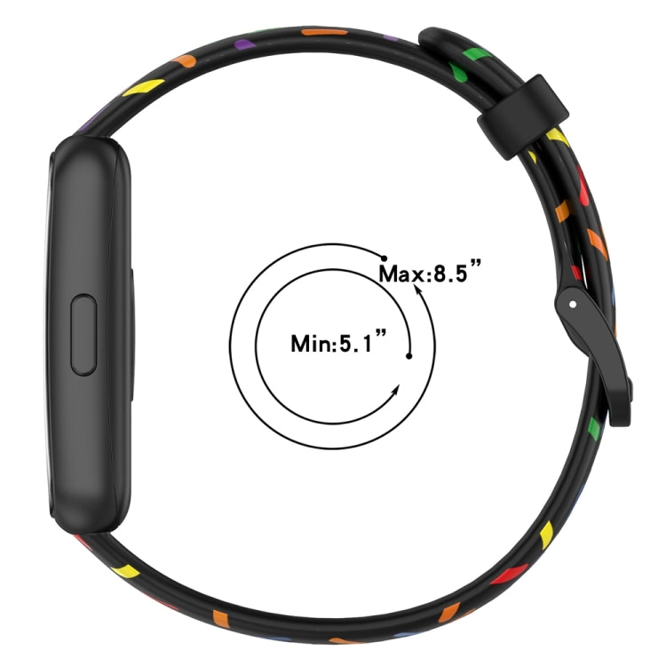 For Huawei Band 7 Sports Rainbow Dots Silicone Watch Band(Light Pink)