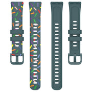 For Huawei Band 8 Sports Rainbow Dots Silicone Watch Band(Dark Green)