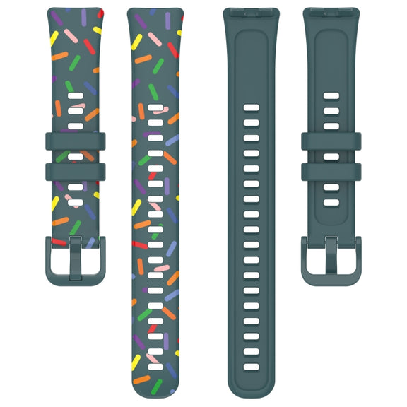 For Huawei Band 8 Sports Rainbow Dots Silicone Watch Band(Dark Green)
