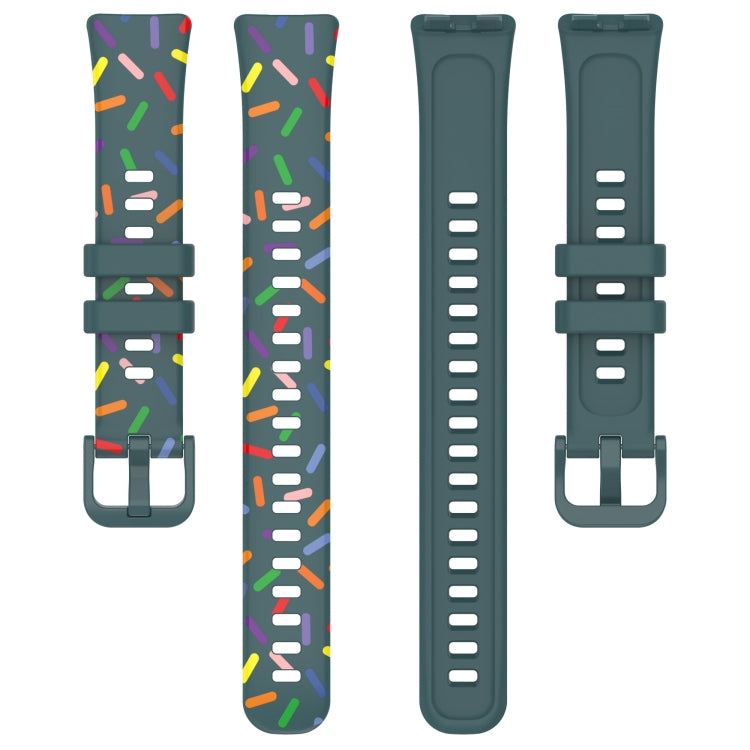 For Huawei Band 8 Sports Rainbow Dots Silicone Watch Band(Dark Green)