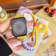 For Apple Watch 5 40mm Twist Knotted Nylon Watch Band(Purple Yellow)