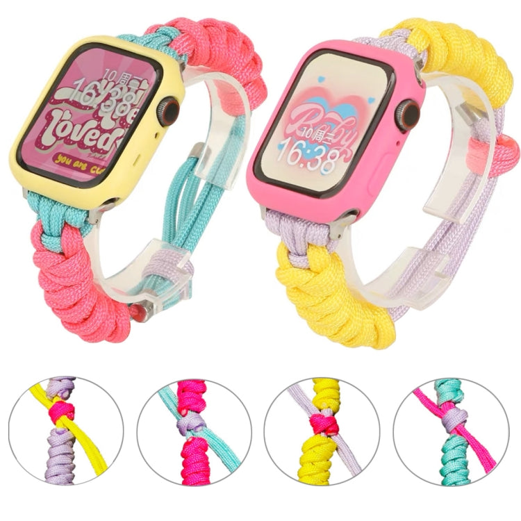 For Apple Watch 3 38mm Twist Knotted Nylon Watch Band(Mint Green Rose Red)