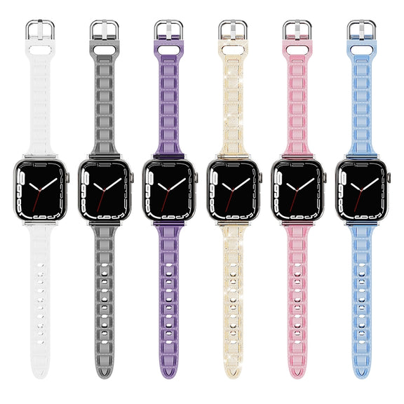 For Apple Watch SE 2023 40mm Cube Airbag Clear TPU Watch Band(Blue)