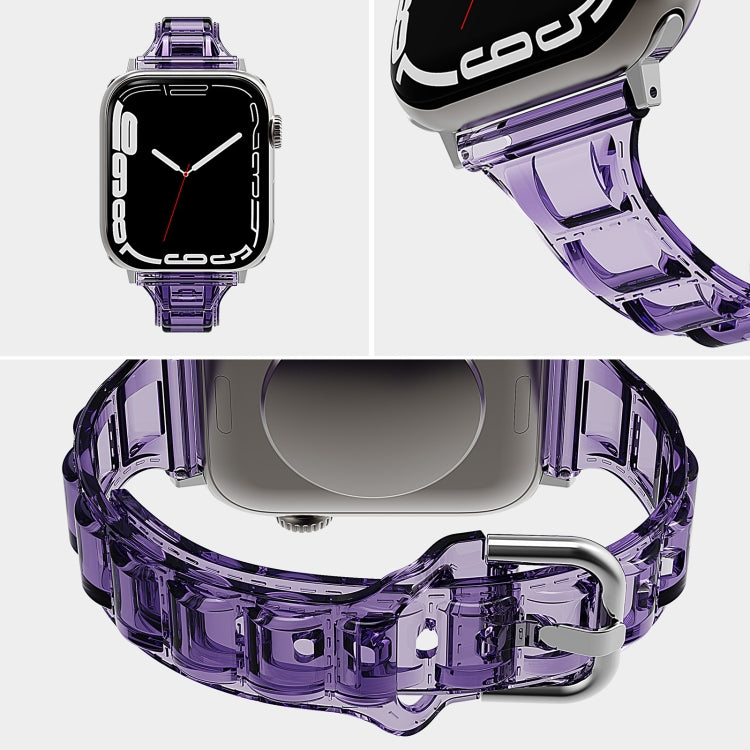 For Apple Watch 42mm Cube Airbag Clear TPU Watch Band(Blue)