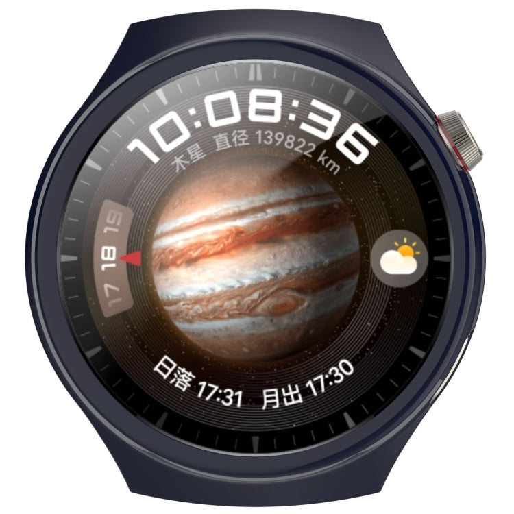 For Huawei Watch 4 Pro Half Coverage Hollowed Watch Protective Case + Hydrogel Film Set(Ink Blue)