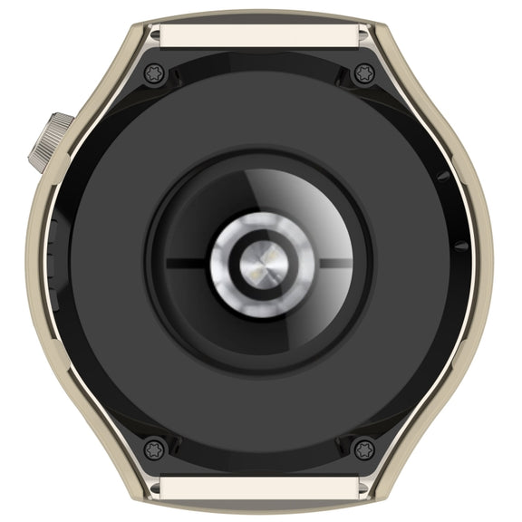 For Huawei Watch 4 Pro Half Coverage Hollowed Watch Protective Case + Hydrogel Film Set(Ivory White)