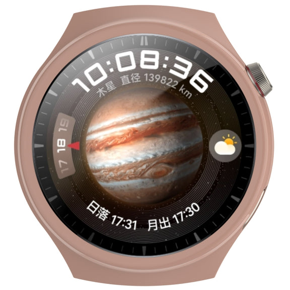 For Huawei Watch 4 Pro Half Coverage Hollowed Watch Protective Case + Hydrogel Film Set(Pink)