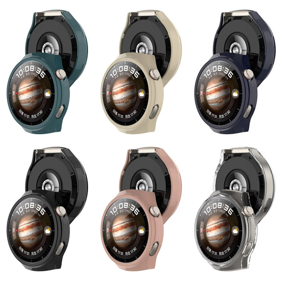 For Huawei Watch 4 Pro Half Coverage Hollowed Watch Protective Case + Hydrogel Film Set(Pink)