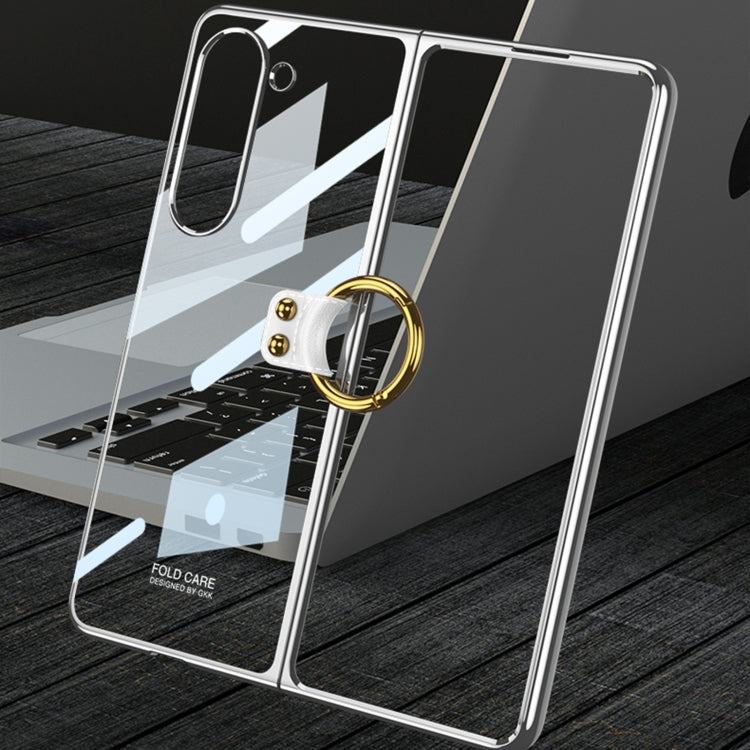 For Samsung Galaxy Z Fold5 GKK Electroplating Phone Case with Ring(Transparent)