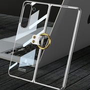For Samsung Galaxy Z Fold5 GKK Electroplating Phone Case with Ring(Transparent)