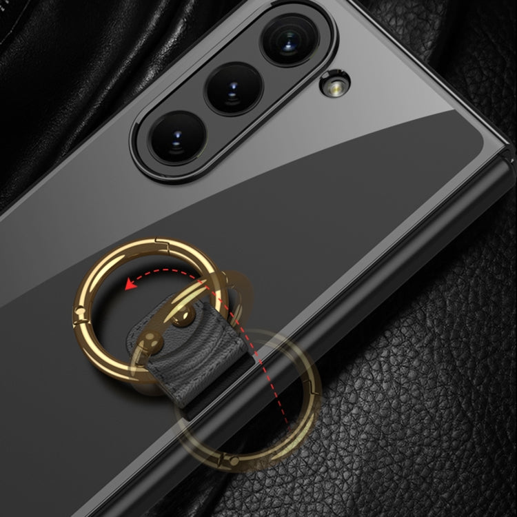 For Samsung Galaxy Z Fold5 GKK Electroplating Phone Case with Ring(Transparent)