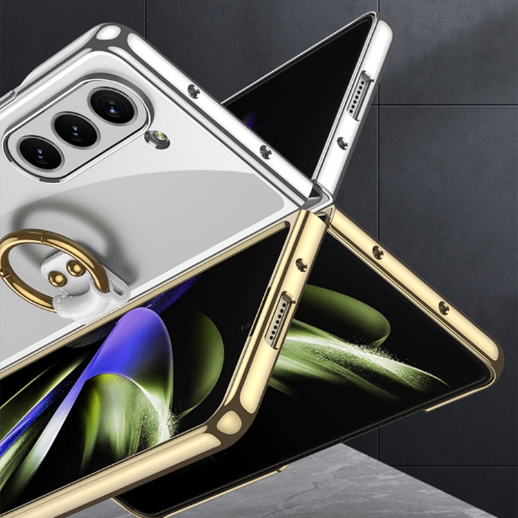 For Samsung Galaxy Z Fold5 GKK Electroplating Phone Case with Ring(Transparent)