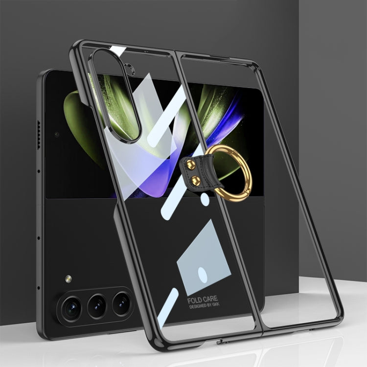 For Samsung Galaxy Z Fold5 GKK Electroplating Phone Case with Ring(Black)