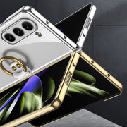 For Samsung Galaxy Z Fold5 GKK Electroplating Phone Case with Ring(Black)