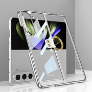 For Samsung Galaxy Z Fold5 GKK Electroplating Phone Case with Ring(Silver)