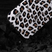 For iPhone 15 Pro Max ABEEL Black Edge Leopard Phone Case(Silver Leopard)