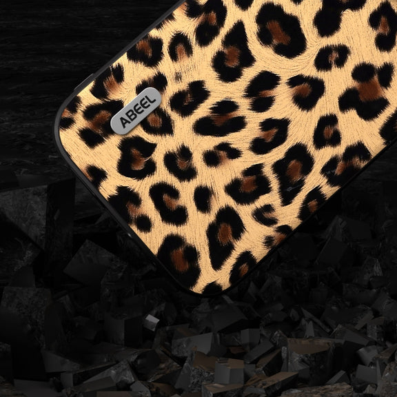 For iPhone 15 Pro ABEEL Black Edge Leopard Phone Case(Leopard Print)