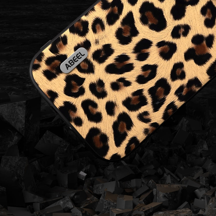 For iPhone 15 Pro ABEEL Black Edge Leopard Phone Case(Leopard Print)