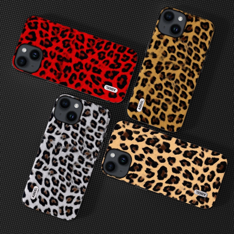 For iPhone 15 ABEEL Black Edge Leopard Phone Case(Golden Leopard)
