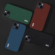 For iPhone 15 Plus ABEEL Genuine Leather Silky Soft Black Edge Phone Case(Green)