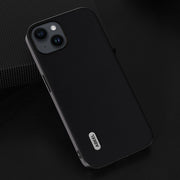 For iPhone 14 ABEEL Genuine Leather Silky Soft Black Edge Phone Case(Black)