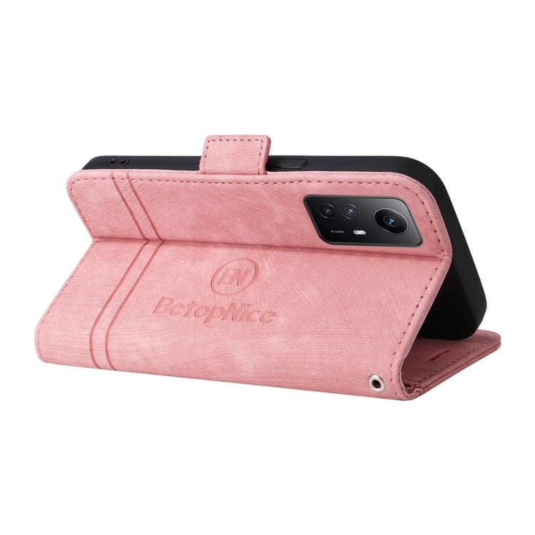 For Xiaomi Redmi Note 12S 4G Global BETOPNICE Dual-side Buckle Leather Phone Case(Pink)
