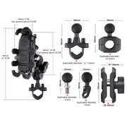 MOTOSLG Crab Motorcycle Phone Clamp Bracket U-Type Headbar Mount with Anti-theft Lock(Black)