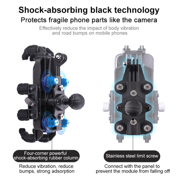 MOTOSLG Crab Motorcycle Phone Clamp Bracket U-Type Headbar Mount with Anti-theft Lock(Black)
