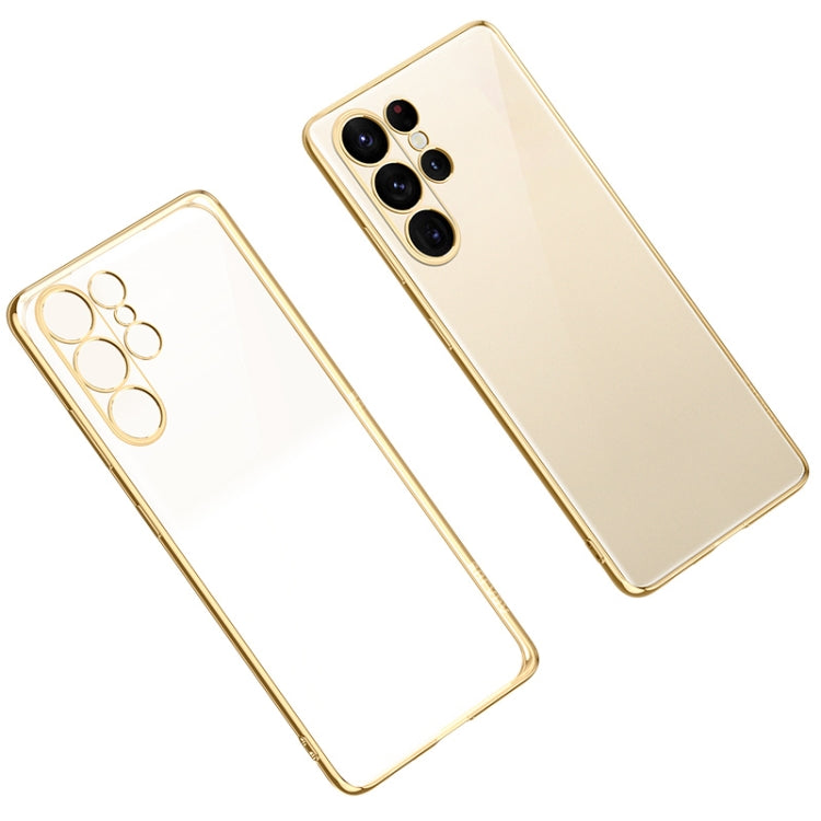 For Samsung Galaxy S23 Ultra 5G SULADA Shockproof Plating TPU Transparent Phone Case(Gold)