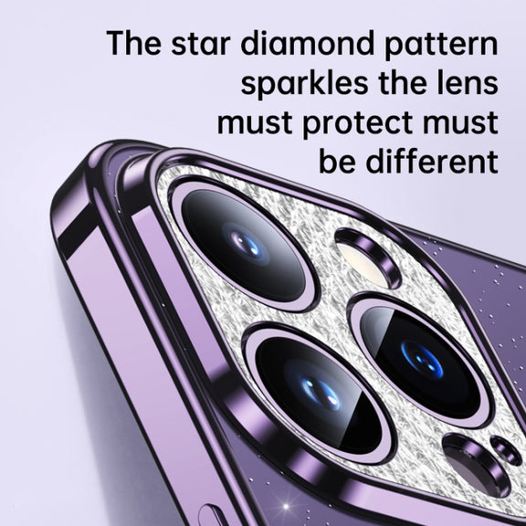 For iPhone 14 SULADA Electroplated Transparent Glittery TPU Phone Case(Purple)