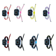 Silicone Bean Braided Cord Nylon Watch Band For Apple Watch 9 41mm(White Red)