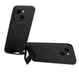 For iPhone 14 Plus SULADA Folding Holder Lambskin Texture MagSafe Phone Case(Black) - iPhone 14 Plus Cases by SULADA | Online Shopping South Africa | PMC TechLife