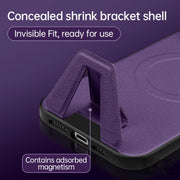 For iPhone 13 SULADA Folding Holder Lambskin Texture MagSafe Phone Case(Purple)