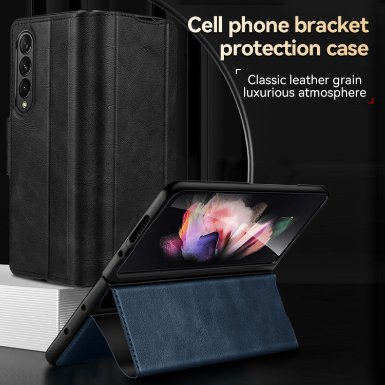 For Samsung Galaxy Z Fold4 / W23 SULADA All-inclusive Magnetic Snap Flip Leather Phone Case(Black)