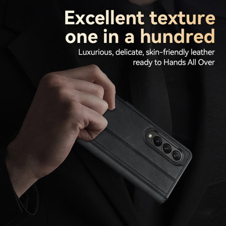 For Samsung Galaxy Z Fold4 / W23 SULADA All-inclusive Magnetic Snap Flip Leather Phone Case(Black)