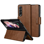 For Samsung Galaxy Z Fold4 / W23 SULADA All-inclusive Magnetic Snap Flip Leather Phone Case(Brown)