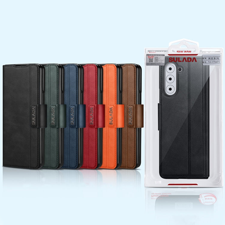 For Samsung Galaxy Z Fold3 / W22 SULADA All-inclusive Magnetic Snap Flip Leather Phone Case(Black)