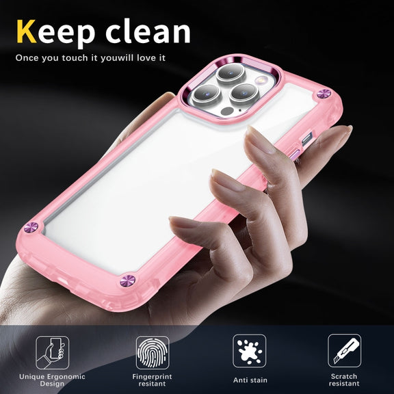 For iPhone 12 Pro Skin Feel TPU + PC Phone Case(Transparent Pink)
