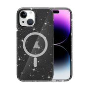 For iPhone 15 Terminator Style Glitter Powder MagSafe Magnetic Phone Case(Black)
