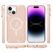 For iPhone 15 Plus Terminator Style Glitter Powder MagSafe Magnetic Phone Case(Gold)