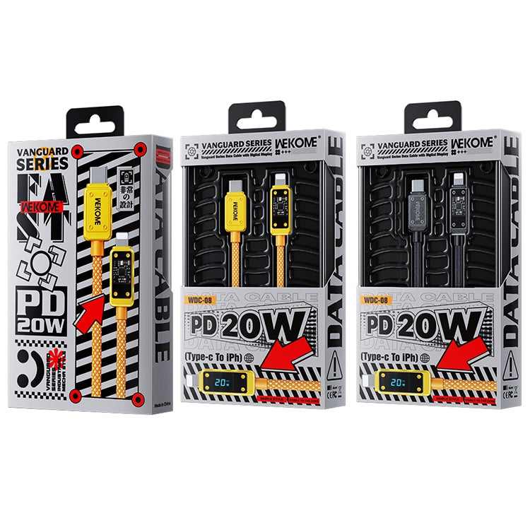 WK WDC-08 PD 20W USB-C/Type-C to 8 Pin Digital Display Data Cable, Length: 1m(Yellow)