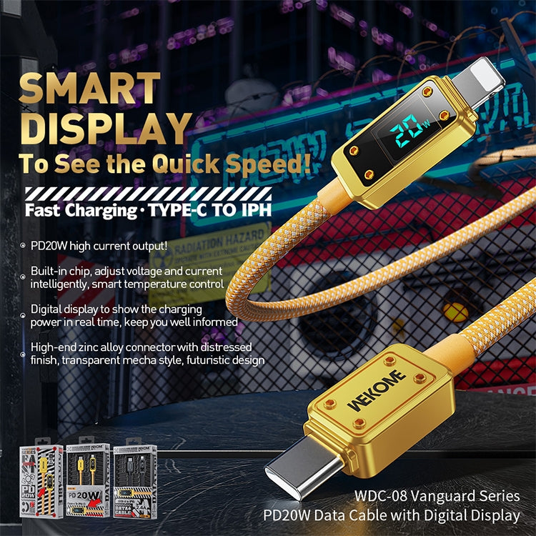 WK WDC-08 PD 20W USB-C/Type-C to 8 Pin Digital Display Data Cable, Length: 1m(Yellow)