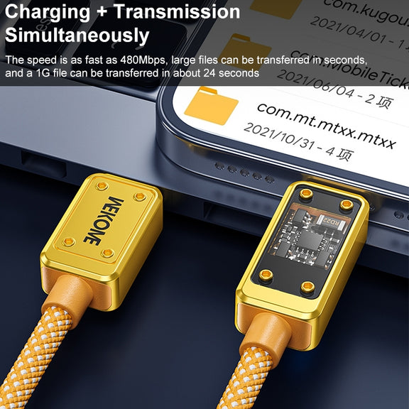 WK WDC-08 PD 20W USB-C/Type-C to 8 Pin Digital Display Data Cable, Length: 1m(Yellow)