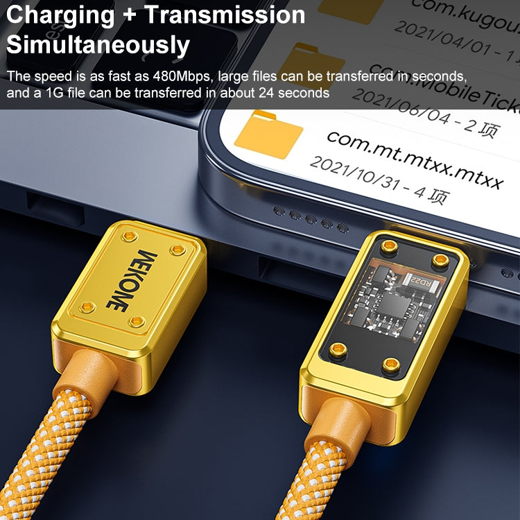 WK WDC-08 PD 20W USB-C/Type-C to 8 Pin Digital Display Data Cable, Length: 1m(Yellow)